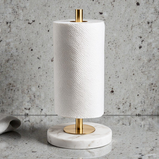 Estavia Marble Base Paper Towel Holder - Gold & White