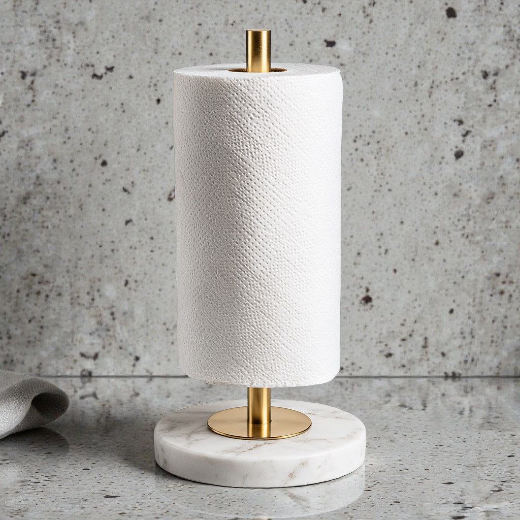 Estavia Marble Base Paper Towel Holder - Gold & White